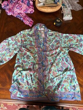Turquoise Paisley Kimono Beach cover up